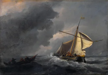 Un barco holandés en una fuerte brisa